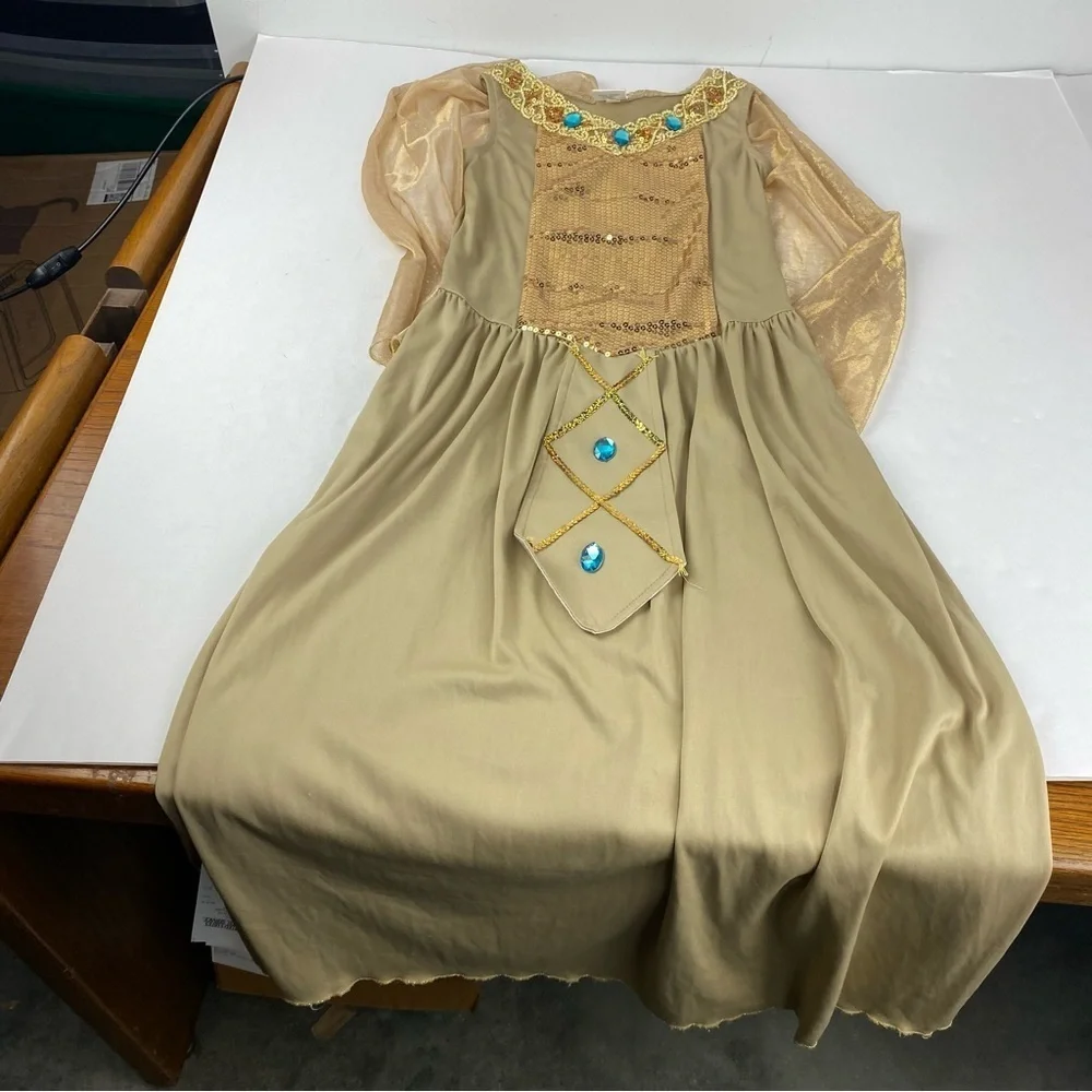 Cleopatra Egyptian Girls Large Gold Sequin Jeweled Dress Costume